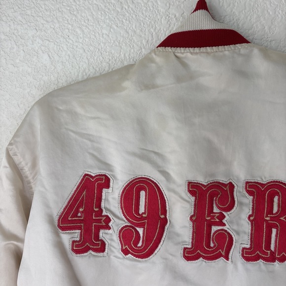RARE Vtg 80s San Francisco 49ers STARTER Jacket L White Satin NFL Pro Line Mens - Picture 16 of 16